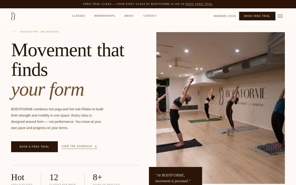 Hot Yoga and Pilates Doncaster website