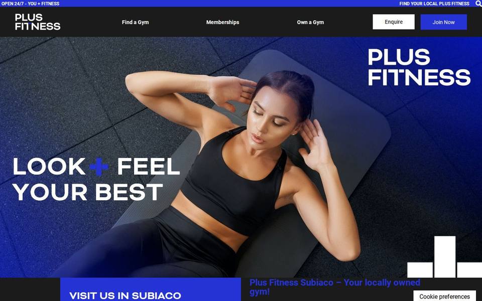 Plus Fitness Subiaco website