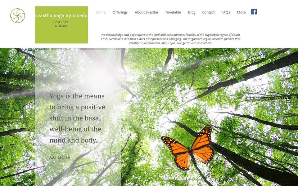 Svastha Yoga Gold Coast website