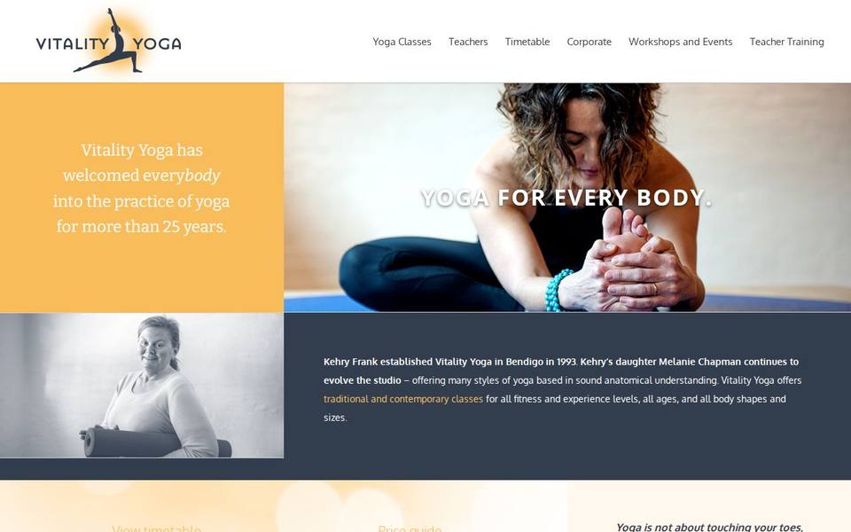 Vitality Yoga website