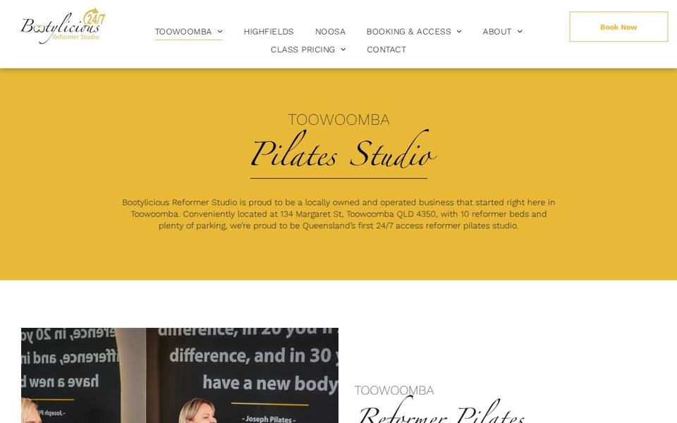 Bootylicious Reformer Studio Toowoomba website