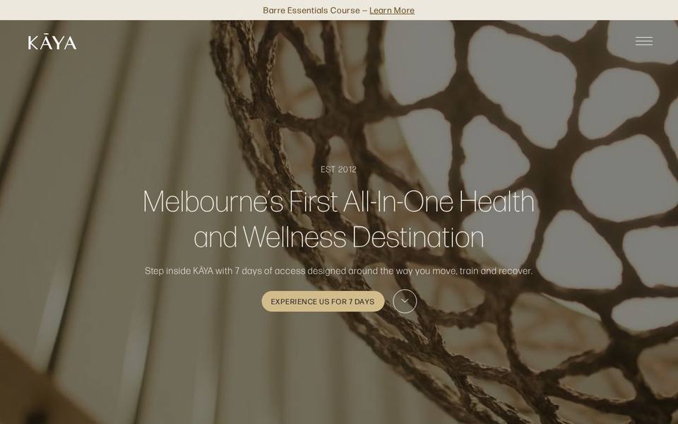 Kaya Health Clubs website