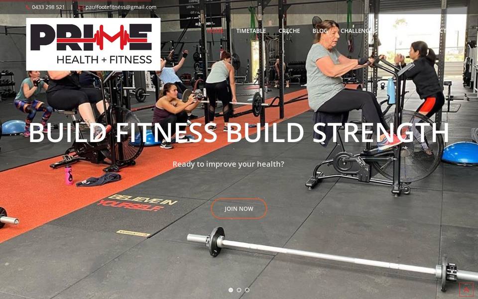 Prime Health and Fitness website