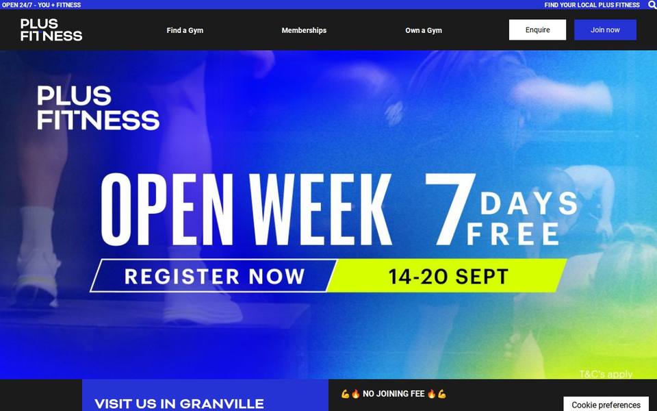 Plus Fitness Granville website