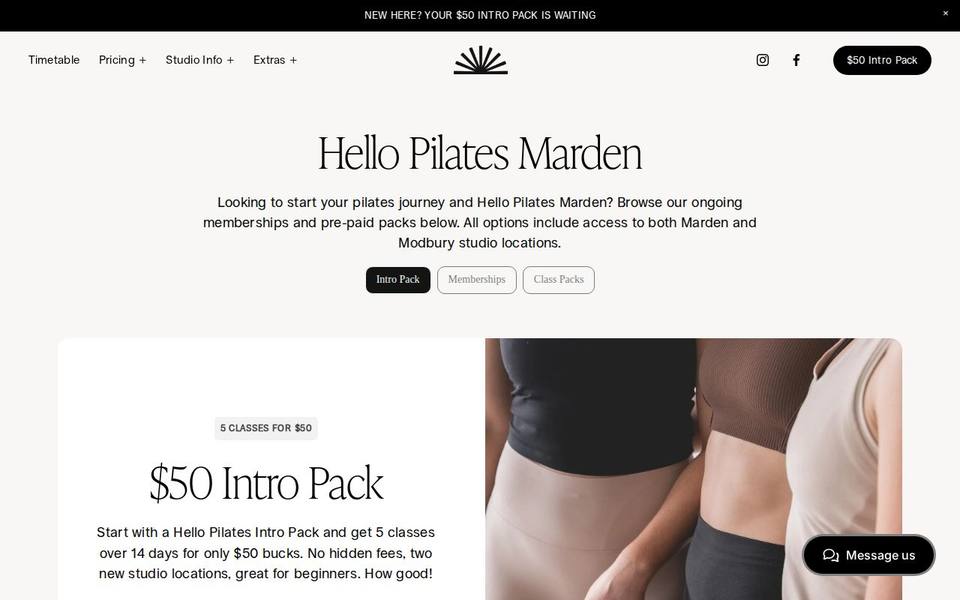 Hello Pilates Marden website