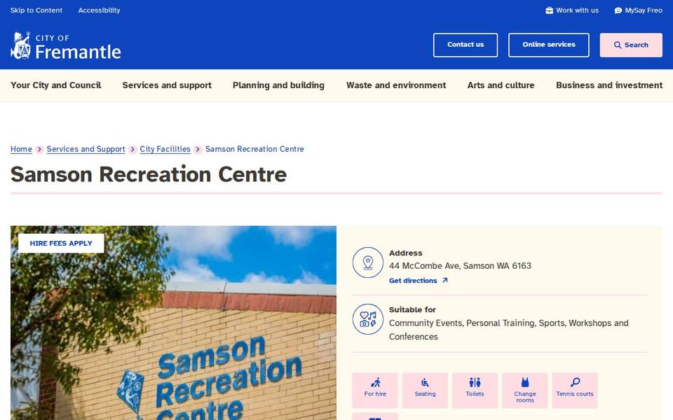 Samson Recreation Centre website