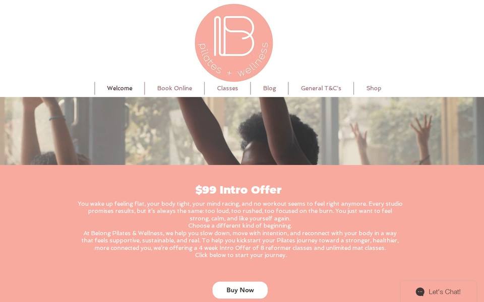 Belong Pilates and Wellness website