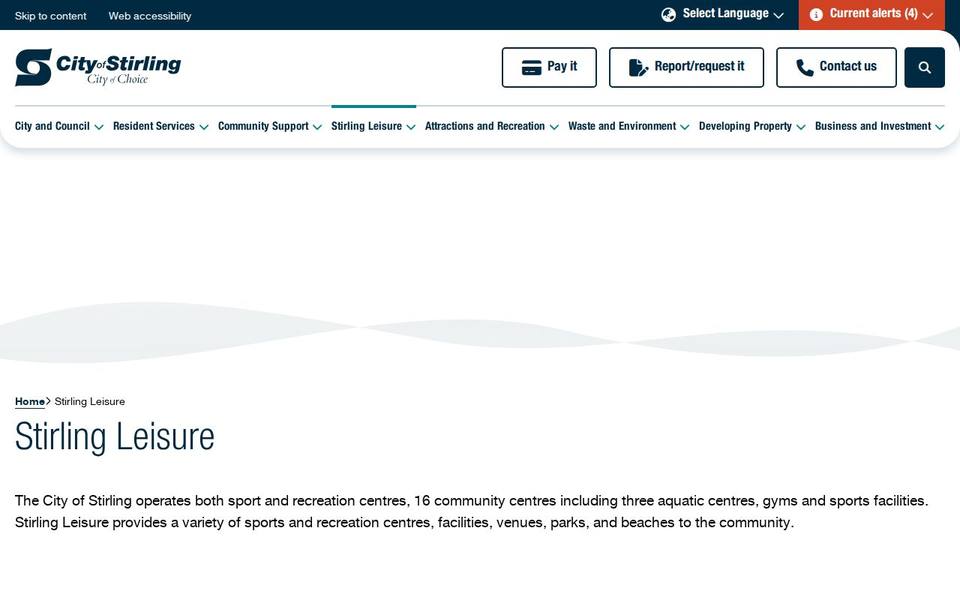 Stirling Leisure Centres - Terry Tyzack Aquatic Centre website
