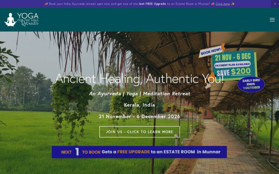 YOGA for the SOUL Retreats website