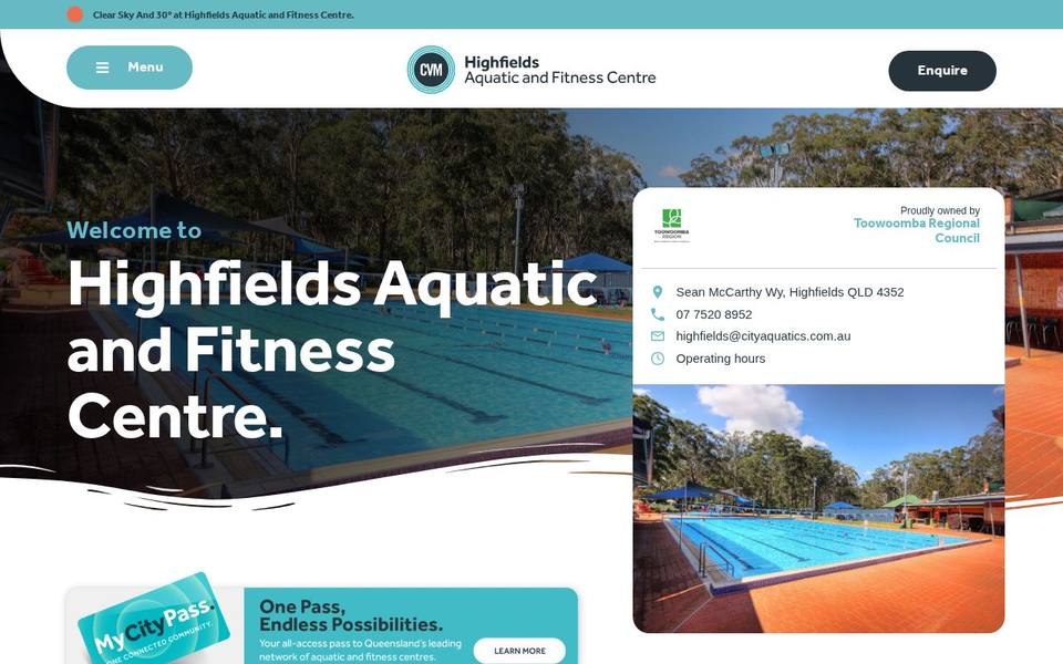 Highfields Aquatic and Fitness Centre website