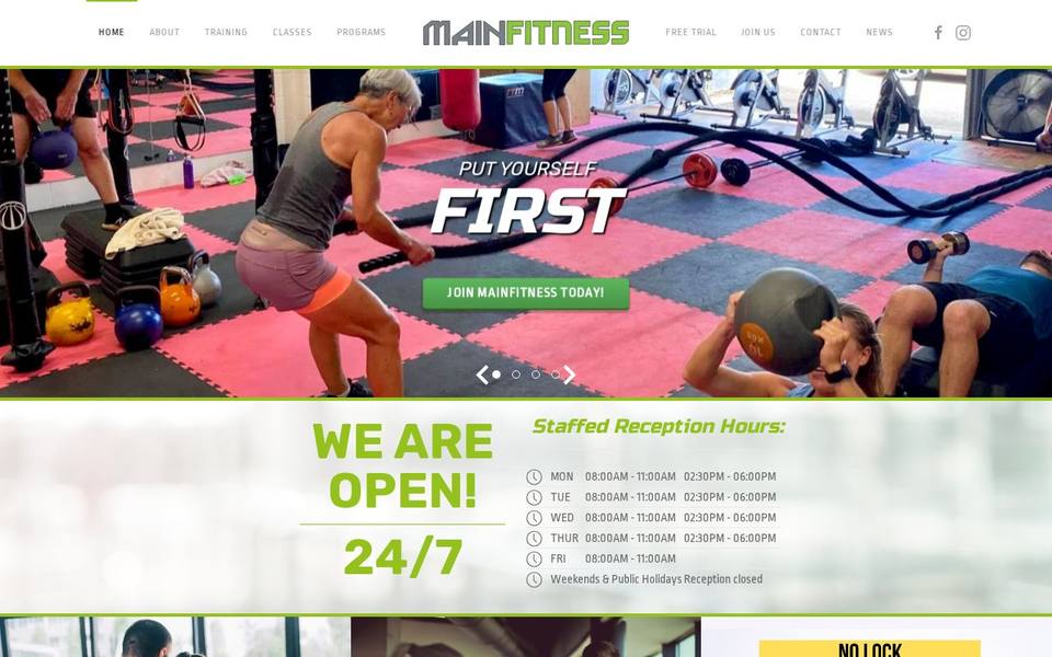 MainFitness 24/7 Gym website