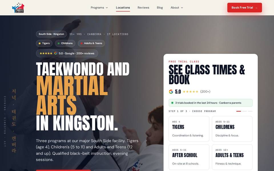 Action Taekwondo Latham Kingston website