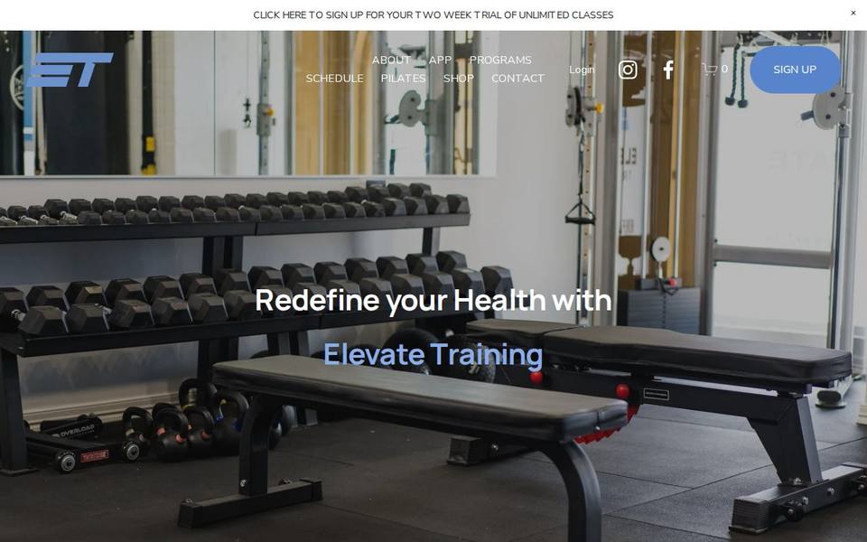 Elevate Training website