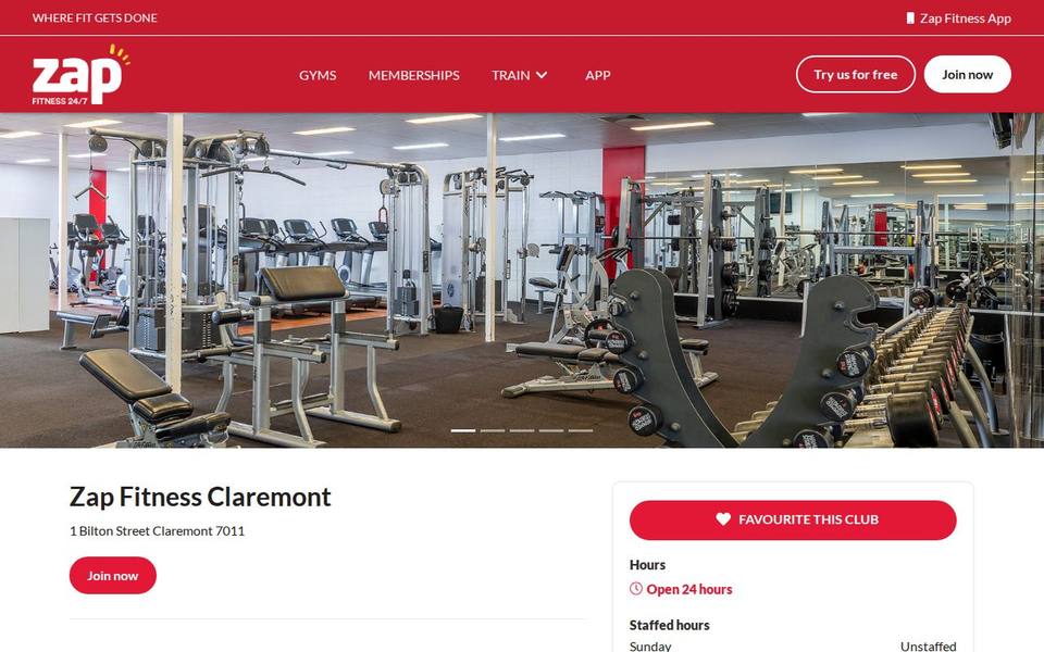 Zap Fitness Claremont website