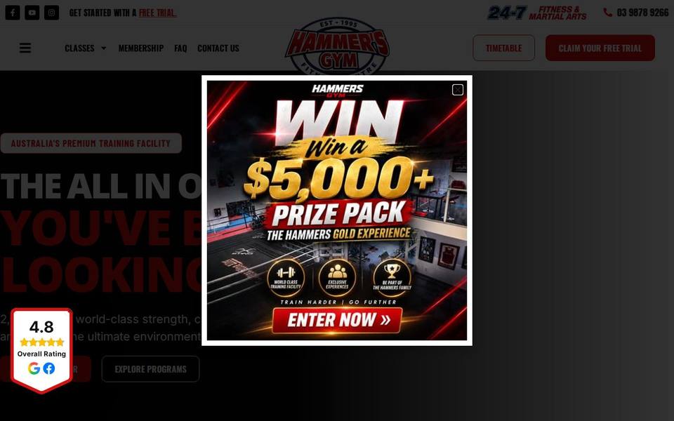 Hammer's Gym website