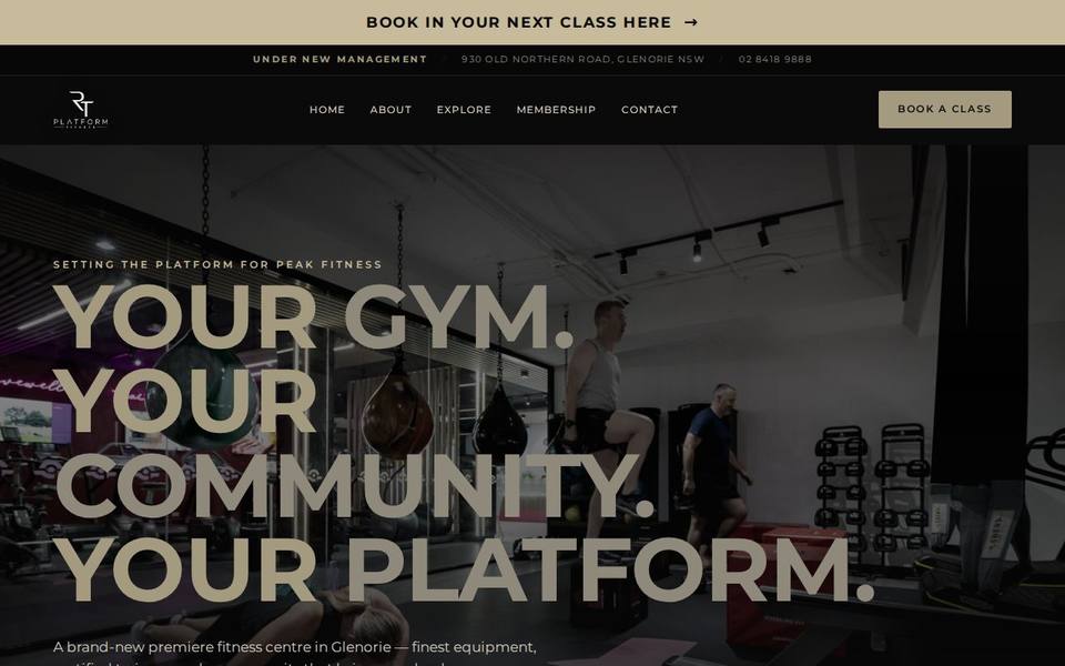 Platform Fitness website