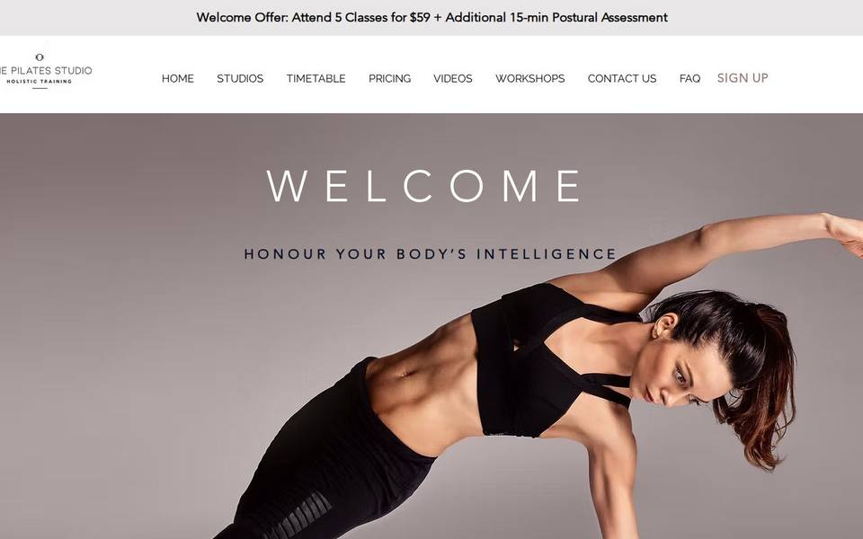 The Pilates Studio Holistic Training website