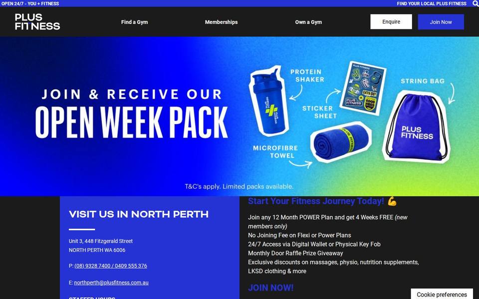 Plus Fitness North Perth website