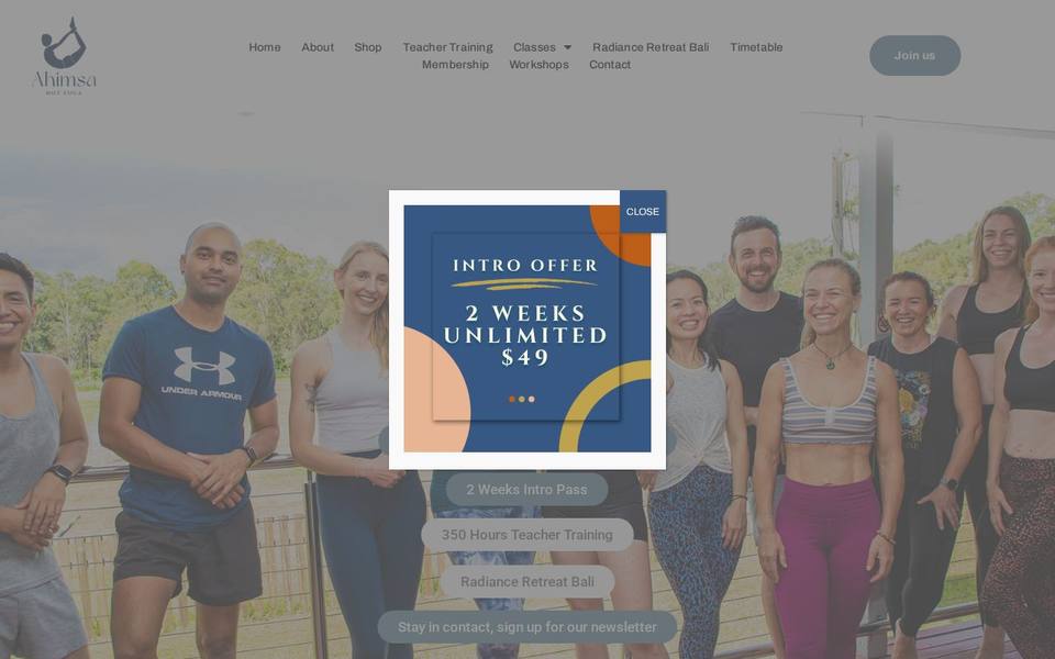 Ahimsa Hot Yoga website