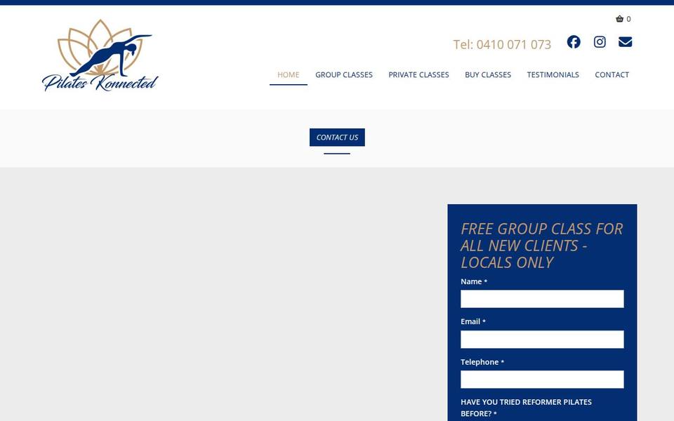 Pilates Konnected website