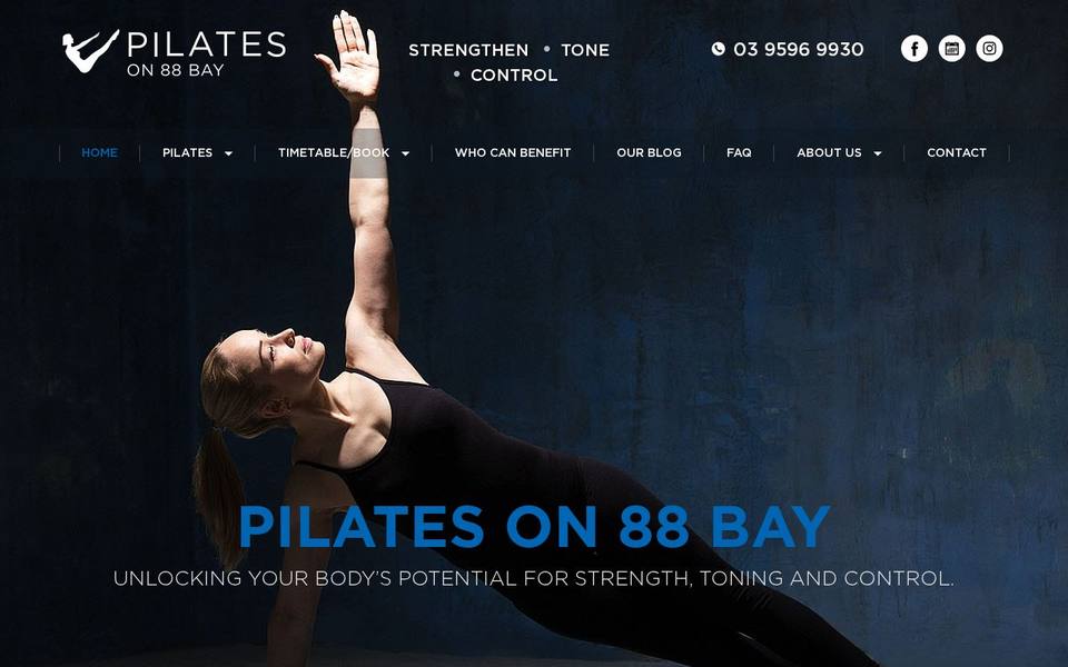Pilates on 88 Bay website
