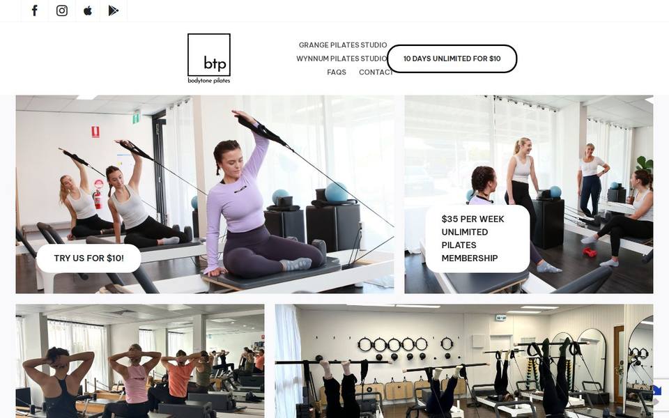 BodyTone Pilates Studio website