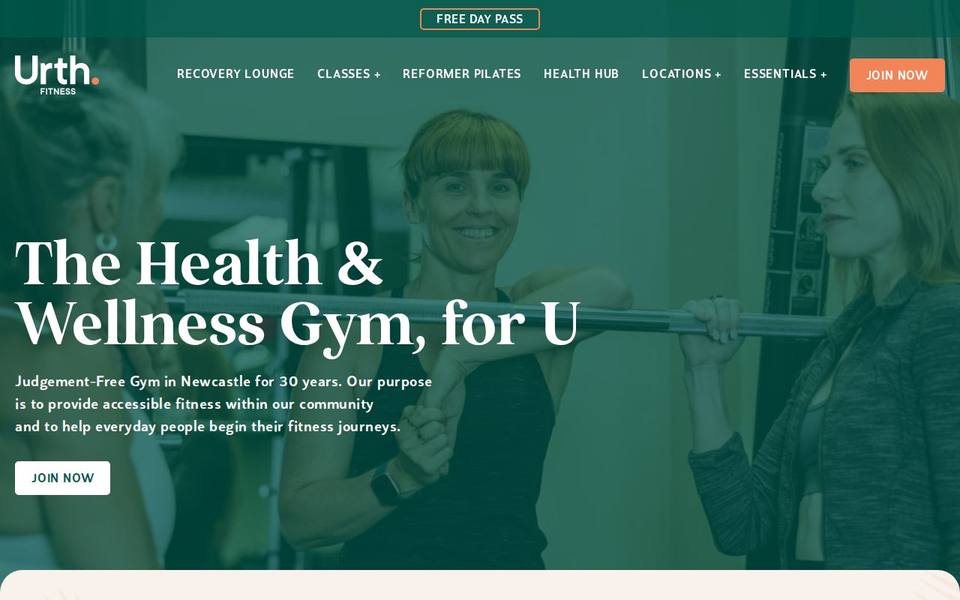 Urth Fitness Lambton website