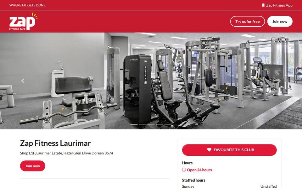 Zap Fitness Laurimar website