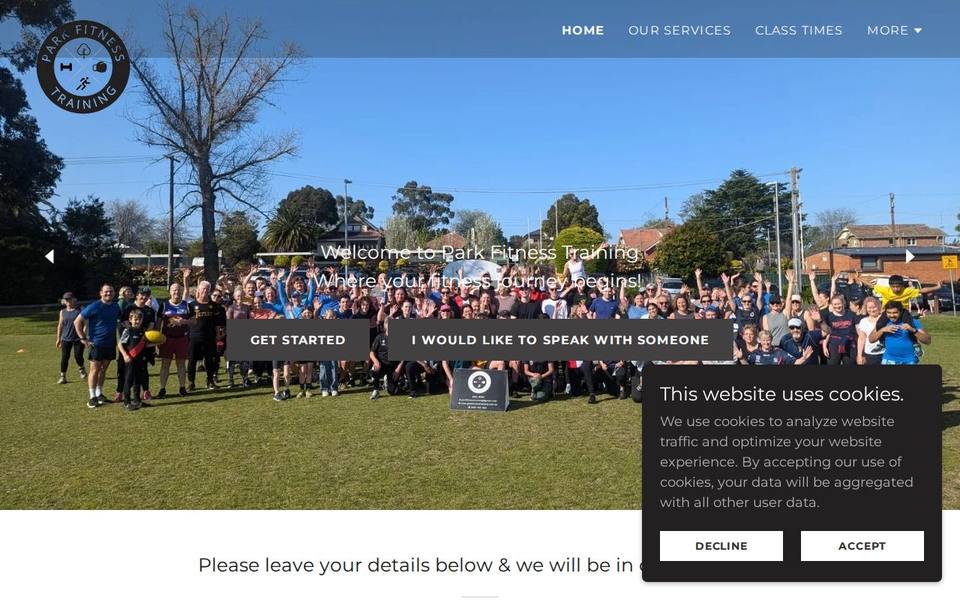 Park Fitness Training website