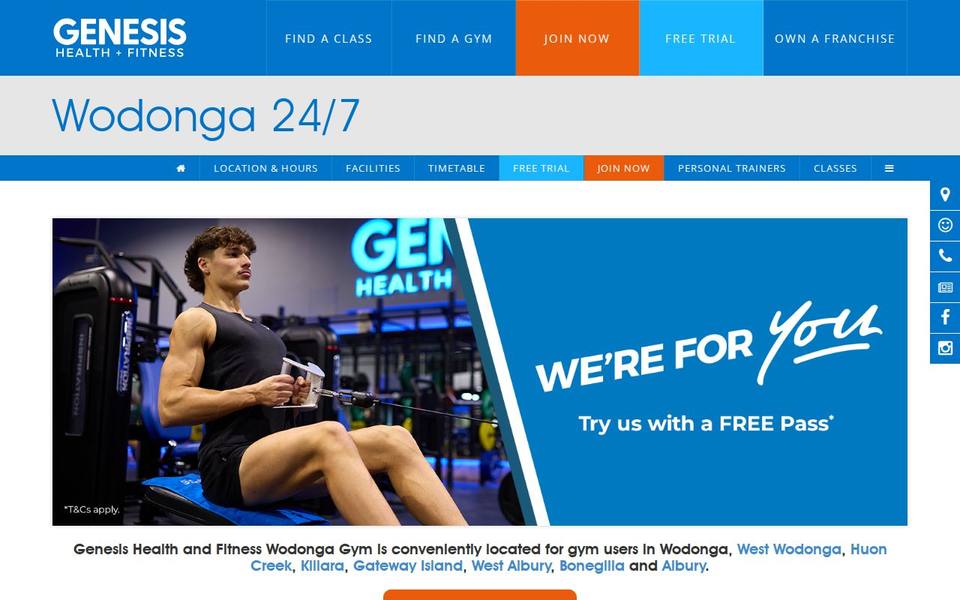Genesis Health + Fitness Wodonga - VIC website