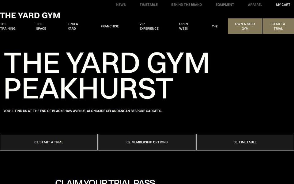 The Yard Gym Peakhurst website