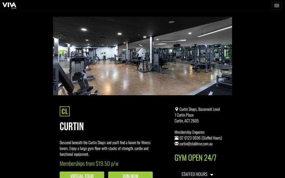 Club Lime Curtin website