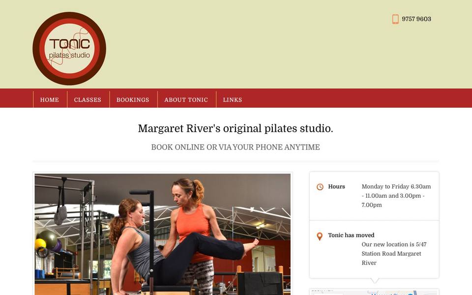 Tonic Pilates Studio website