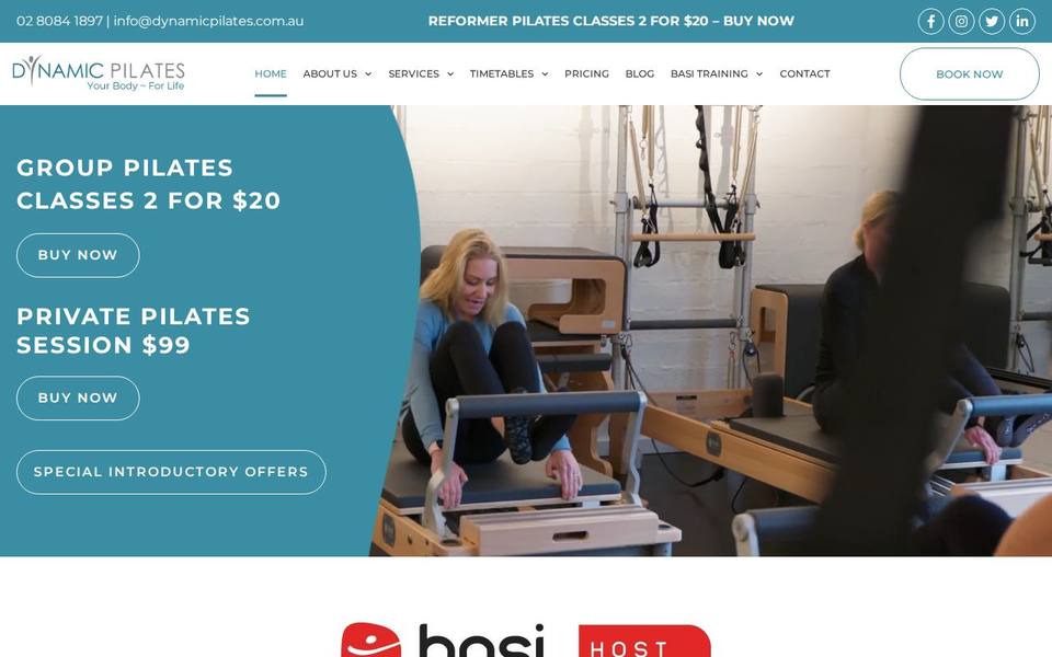 Dynamic Pilates website