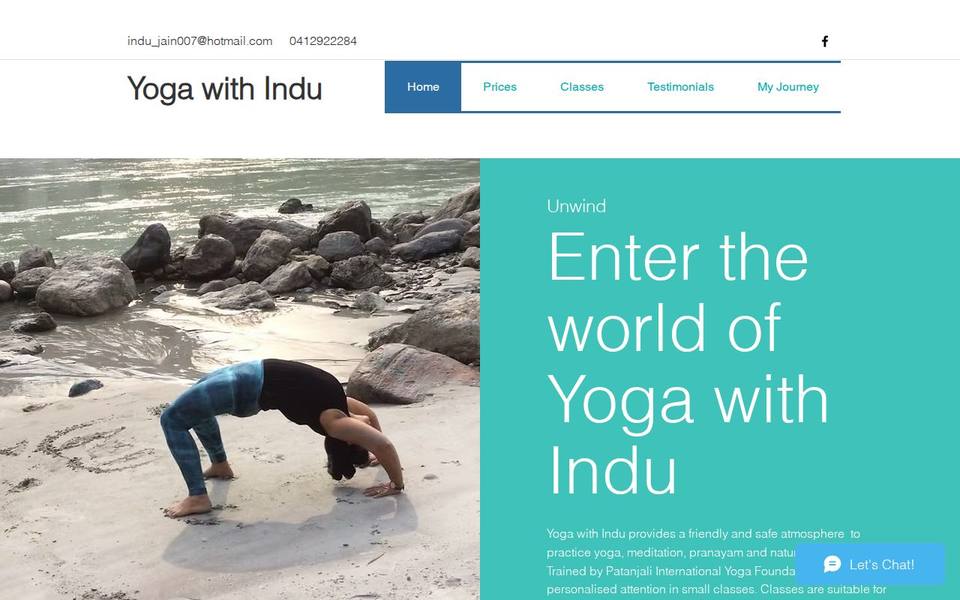 Yoga with Indu website