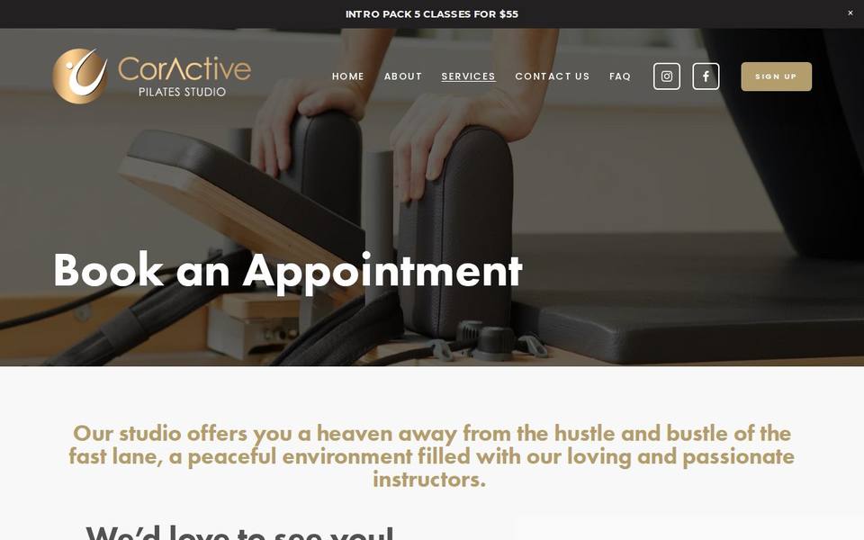 CorActive Pilates Boutique website
