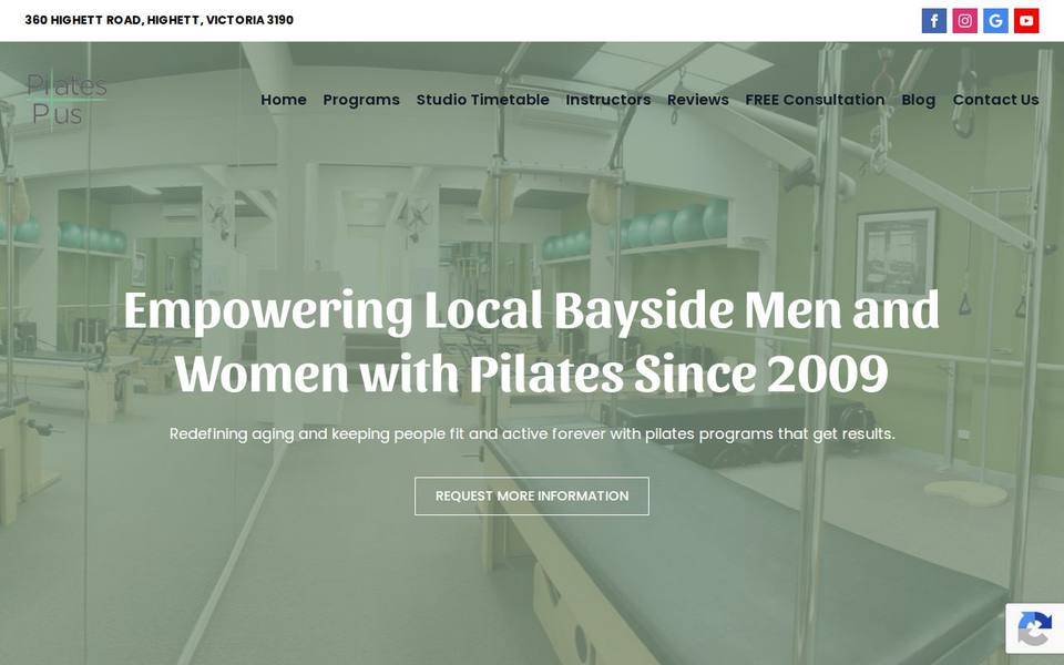 Pilates Plus Highett website