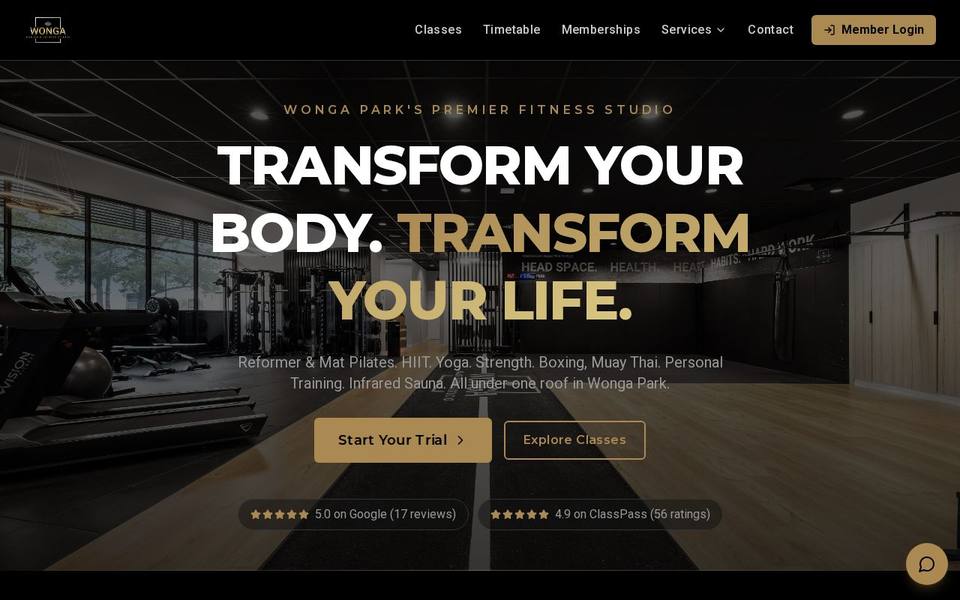 Wonga Health & Fitness Studio website