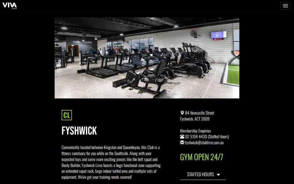 Club Lime Fyshwick website