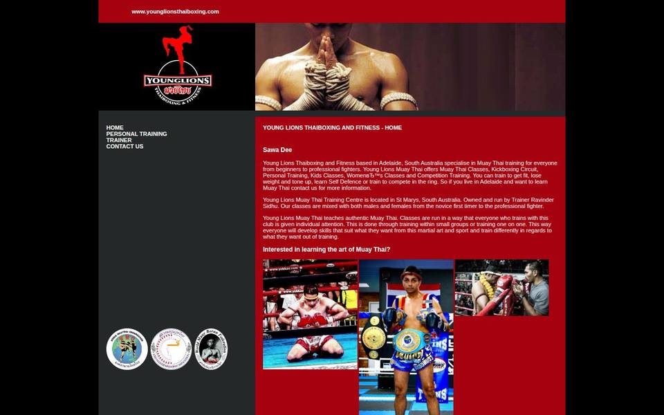 Young Lions Muay Thai Personal Training Adelaide website