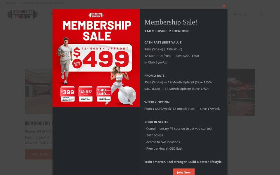 Iron Industry Gym website