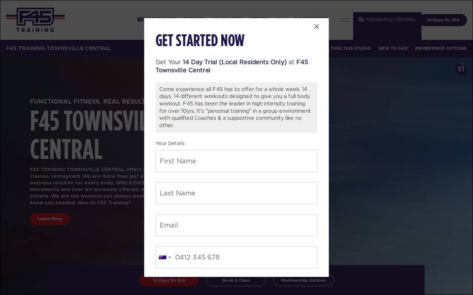 F45 Townsville Central website