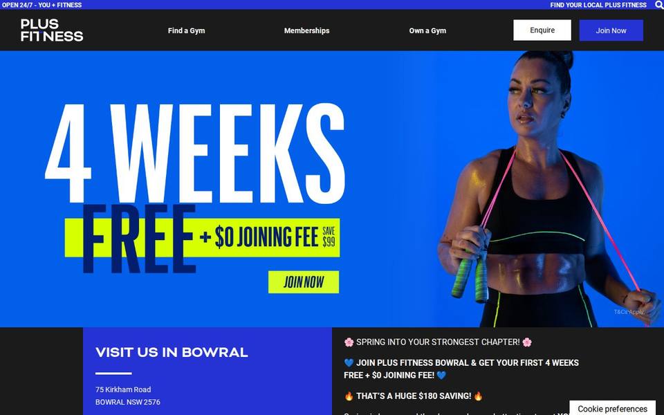 Plus Fitness Bowral website