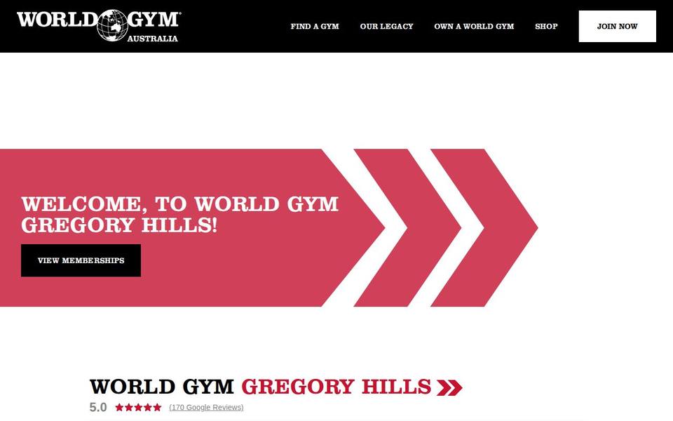 World Gym Gregory Hills website