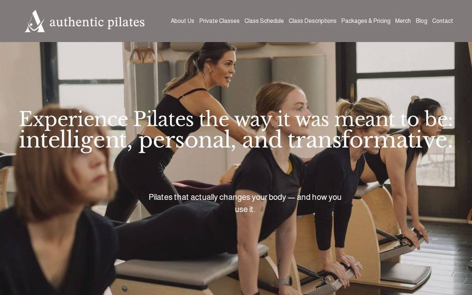 Authentic Pilates Studio website
