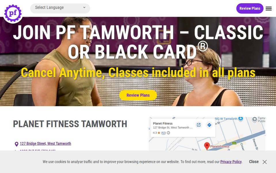 Planet Fitness Tamworth website