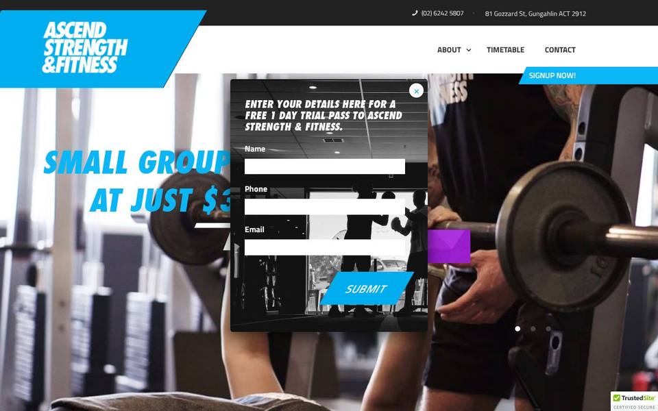 Ascend Strength and Fitness website