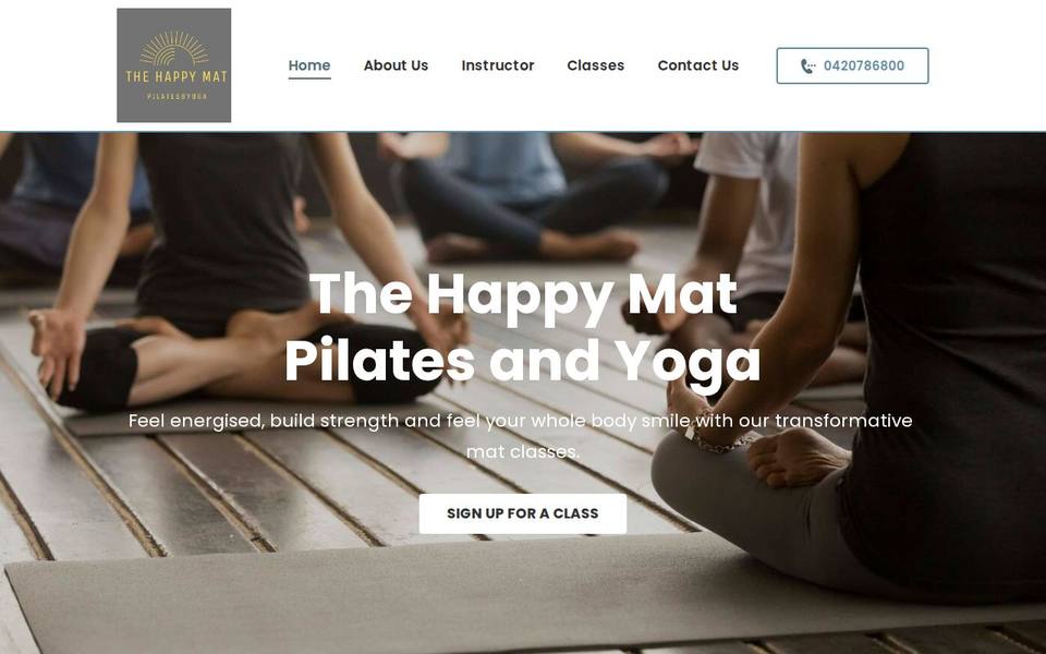 The Happy Mat Pilates and Yoga website