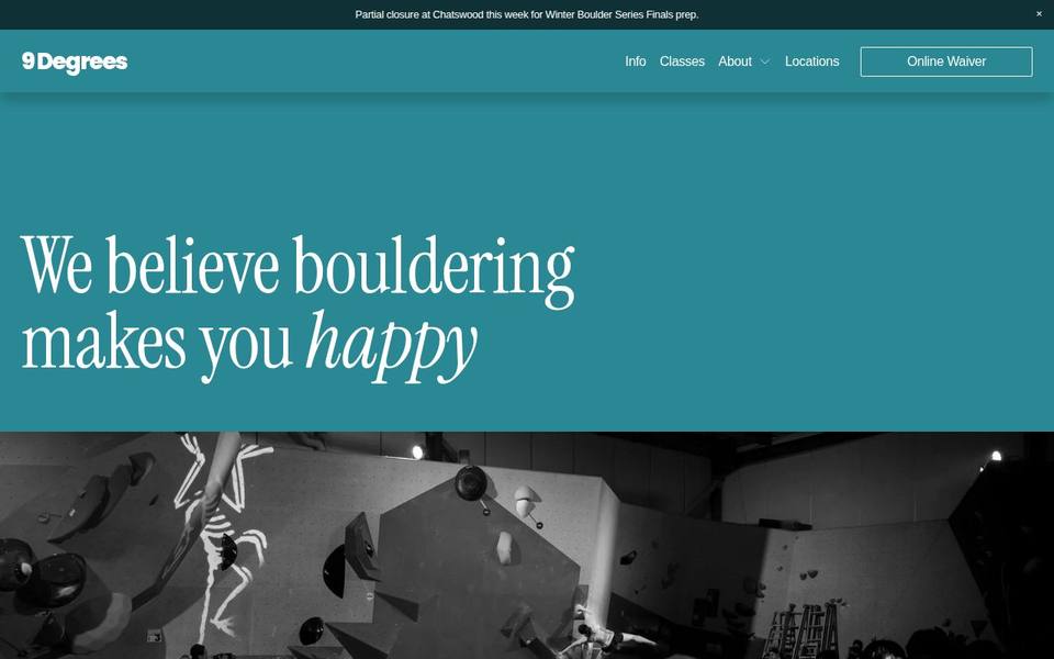 9 Degrees Bouldering website