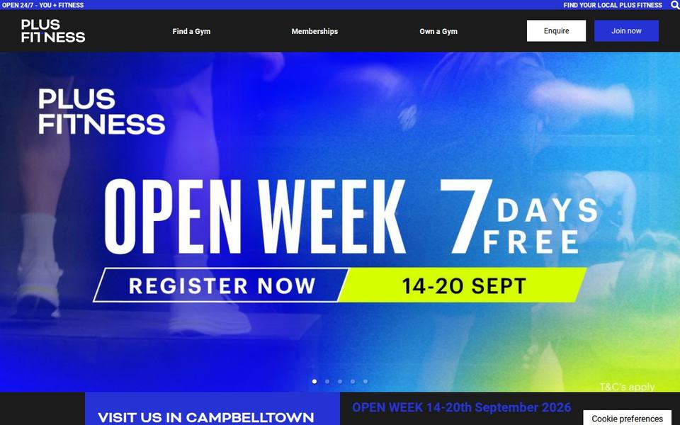 Plus Fitness Campbelltown website